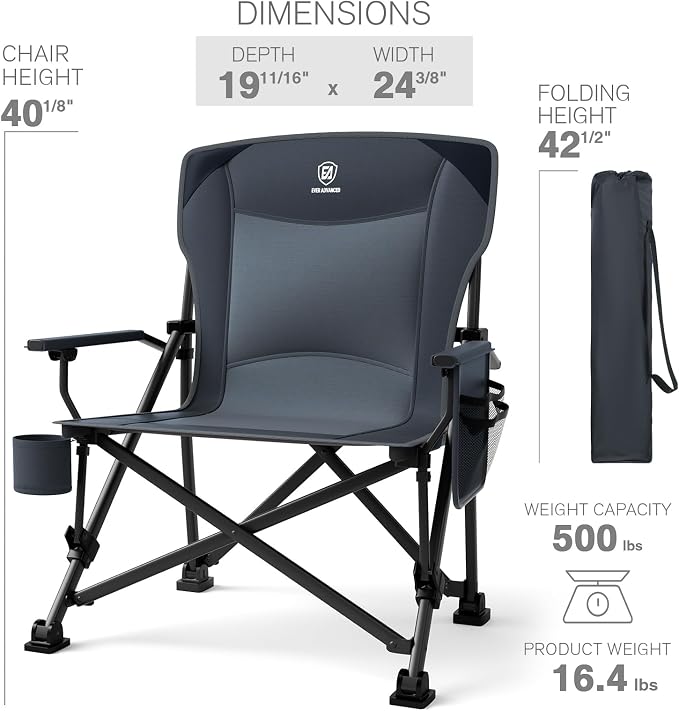 EVER ADVANCED Oversized Folding Camping Chair - Image 7