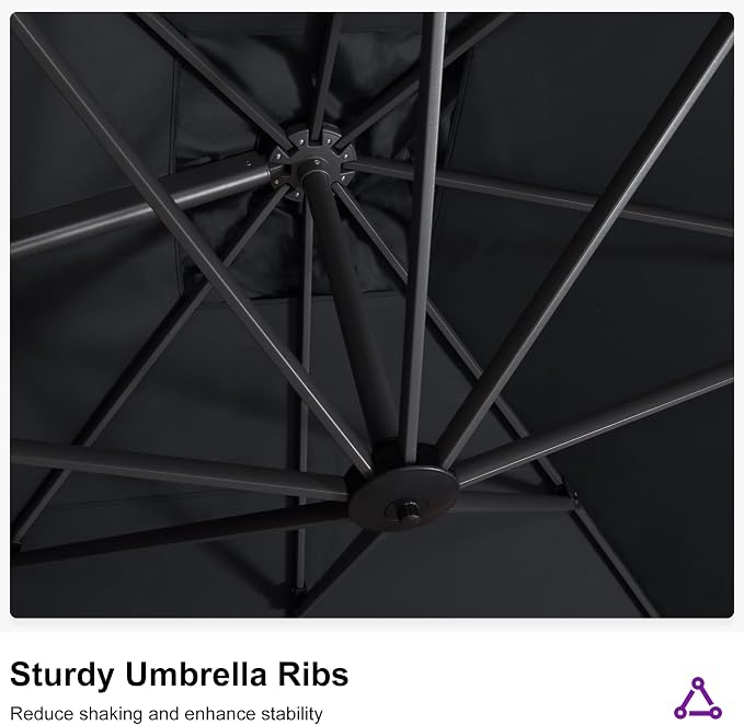 PURPLE LEAF 11.5' X 11.5' Telescopic Patio Umbrella - Image 8