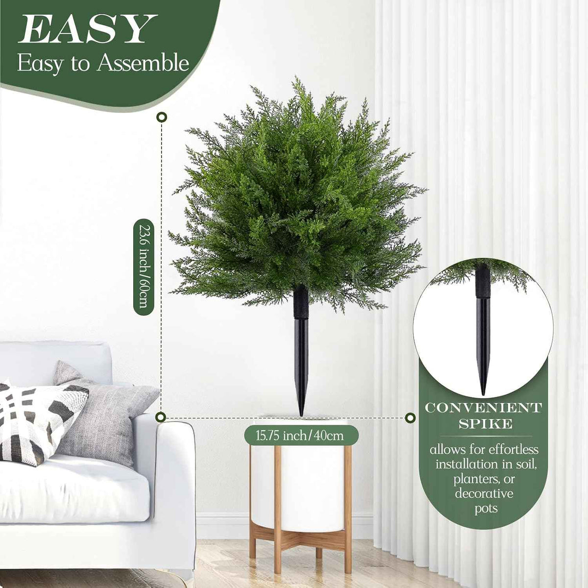 FAJUNZH Artificial Topiary Bushes for Outdoors with Spike, Boxwood Ball Fake Shrubs UV Resistant Faux Plants for Indoor Outdoor Fall Thanksgiving Halloween Decor