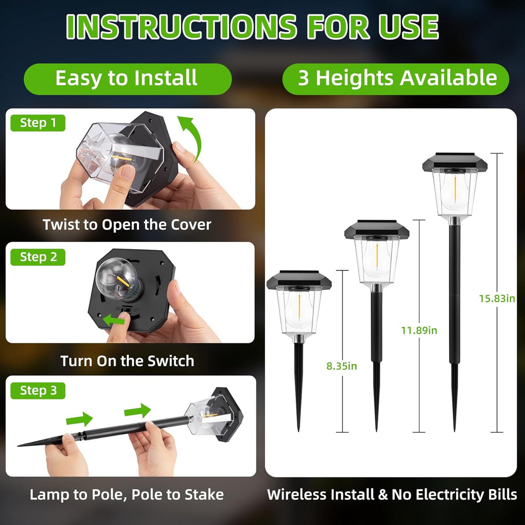 16Pack Solar Pathway Lights Outdoor, Warm White LED Waterproof Solar Lights | Garden Light Solar Powered, Long Lasting, Auto On/Off, 3000K, Stake Landscape Lighting for Outside, Walkway, Lawn, Yard Decor