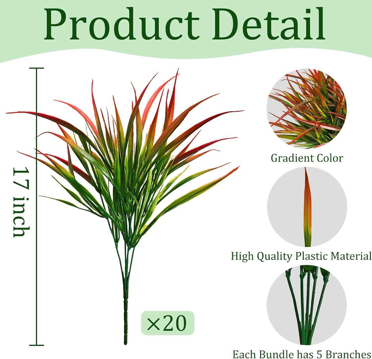 20 Pcs Artificial Plants Outdoor Fake Grass UV Resistant Faux Outdoor Plant, Artificial Greenery Stems Bushes Fake Plants for Spring Summer Fall Decor Fake Mums Fall Flowers Garden Home Decor, Red