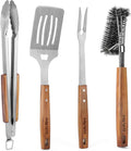 onlyfire 4PCS BBQ Tools, Stainless Steel Griddle Accessories | Grilling Utensil Set Including Grill BBQ Spatulas, Barbecue Tong, Grill Fork and BBQ Brush