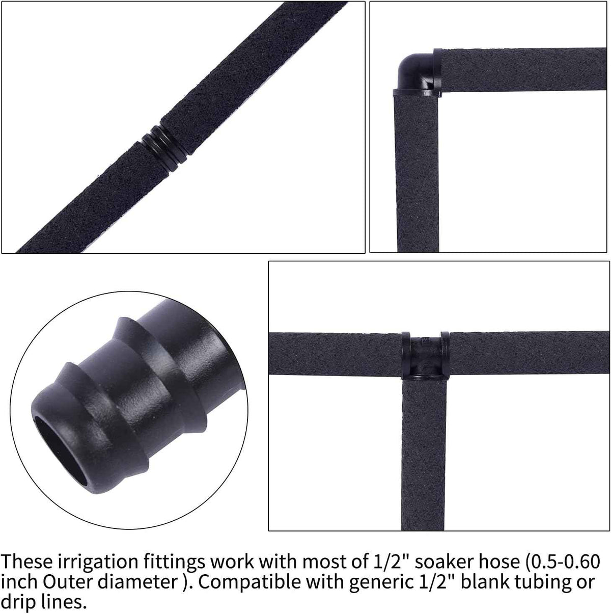 Garden Hose Accessories, Soaker Hose Coupler Accessory Quick Set Connector, Irrigation Fittings Kit for 1/2" Tubing,Adapter, Irrigation Water Hose Connector