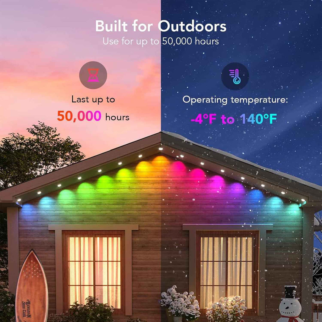 Halloween Permanent Outdoor Lights 50FT, RGB Eaves Lights with Smart App & Remote Control, IP65 Waterproof LED Roofline Lights for Christmas & Year-Round Decor