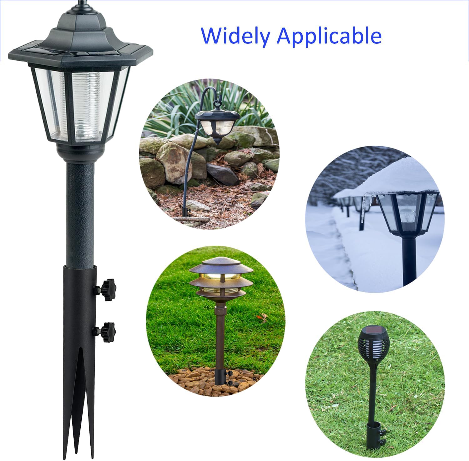 4 Pcs Steel Torch Stakes,Garden Stakes for Outdoor Lights,Metal Ground Spike Replacement Stakes for Solar Lights & Live Flame Torches,Outdoor Torch Stand Stake for Flagpoles, Fishing Rods