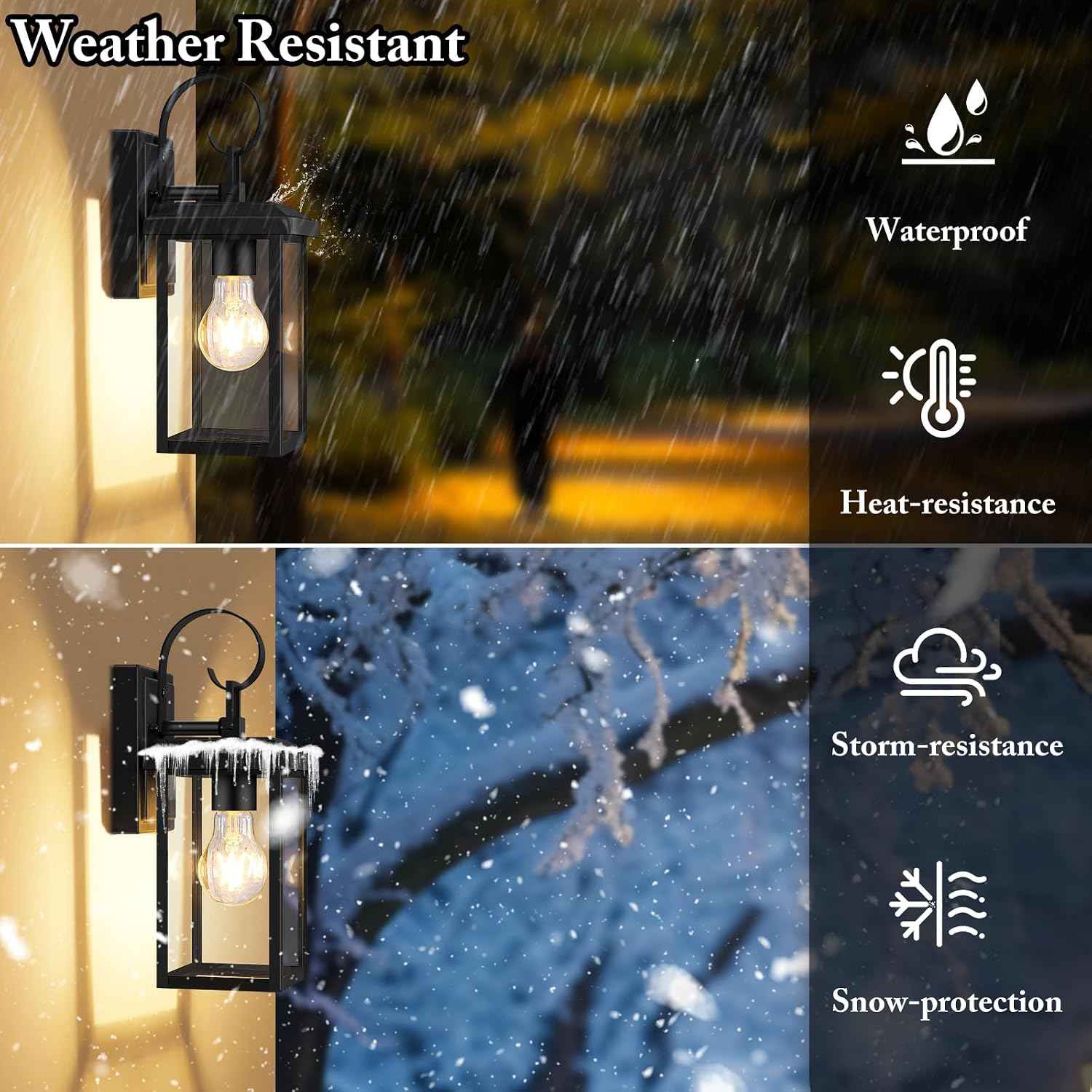 BesLowe 2-Pack Outdoor Wall Light Fixtures, Modern Porch Sconces, Black | Waterproof, Rust-Resistant, Durable Metal with Clear Glass, Standard E26 Socket, Easy to Install