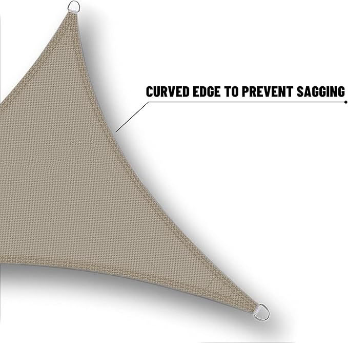 SUNNY GUARD Waterproof Sun Shade Sail 10' x 10' x 14' Taupe Triangle UV Block - Image 4