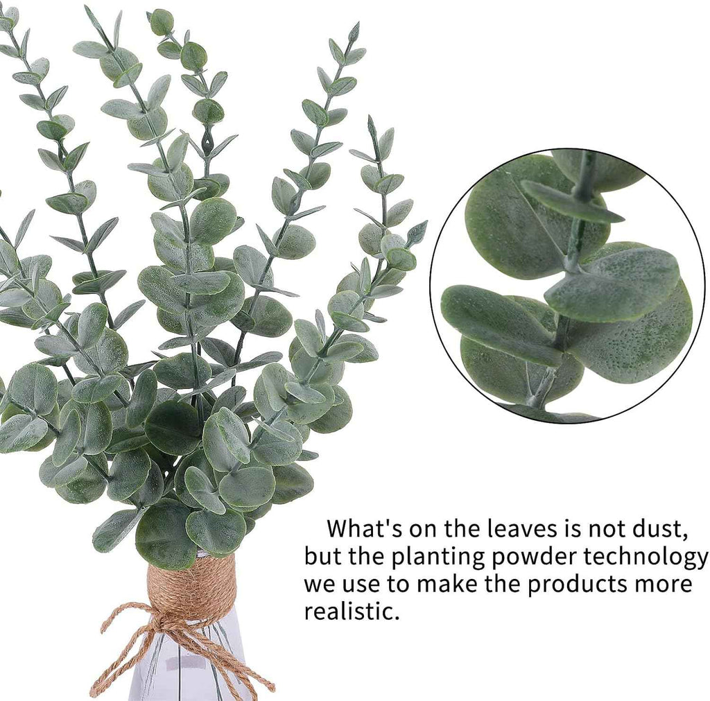CEWOR 24pcs Eucalyptus Stems Artificial Eucalyptus Leaves Fake Greenery Branches Fake Flowers for Wedding Centerpiece Spring Easter Farmhouse Home Decoration