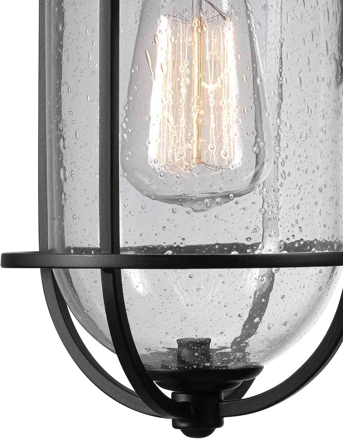 Globe Electric 44094 1-Light Outdoor/Indoor Wall Sconce, Black Finish, Seeded Glass Shade, Coastal Modern Design, Weather-Resistant, E26 Base