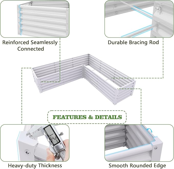 A ANLEOLIFE Set of 8, 18 Inch Tall Antique White Raised Garden Beds Kit - Image 4