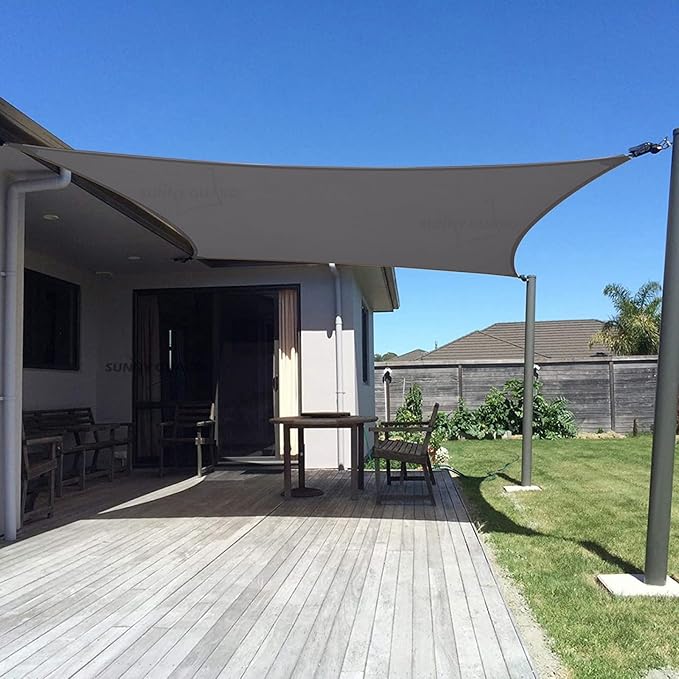 SUNNY GUARD Sun Shade Sail 10' x 16' Rectangle Dark Grey UV Block Sunshade by SUNNYGUARD