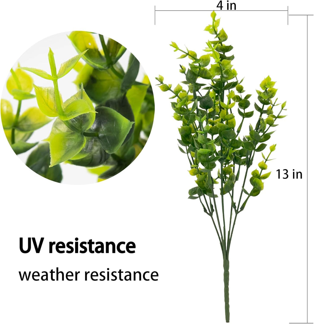 8 Bundles UV Resistant & Non-Fading Artificial Boxwood Shrubs - Fake Greenery Plants for Outdoor Indoor, Farmhouse, Garden, Porch, Patio, Wedding Decoration