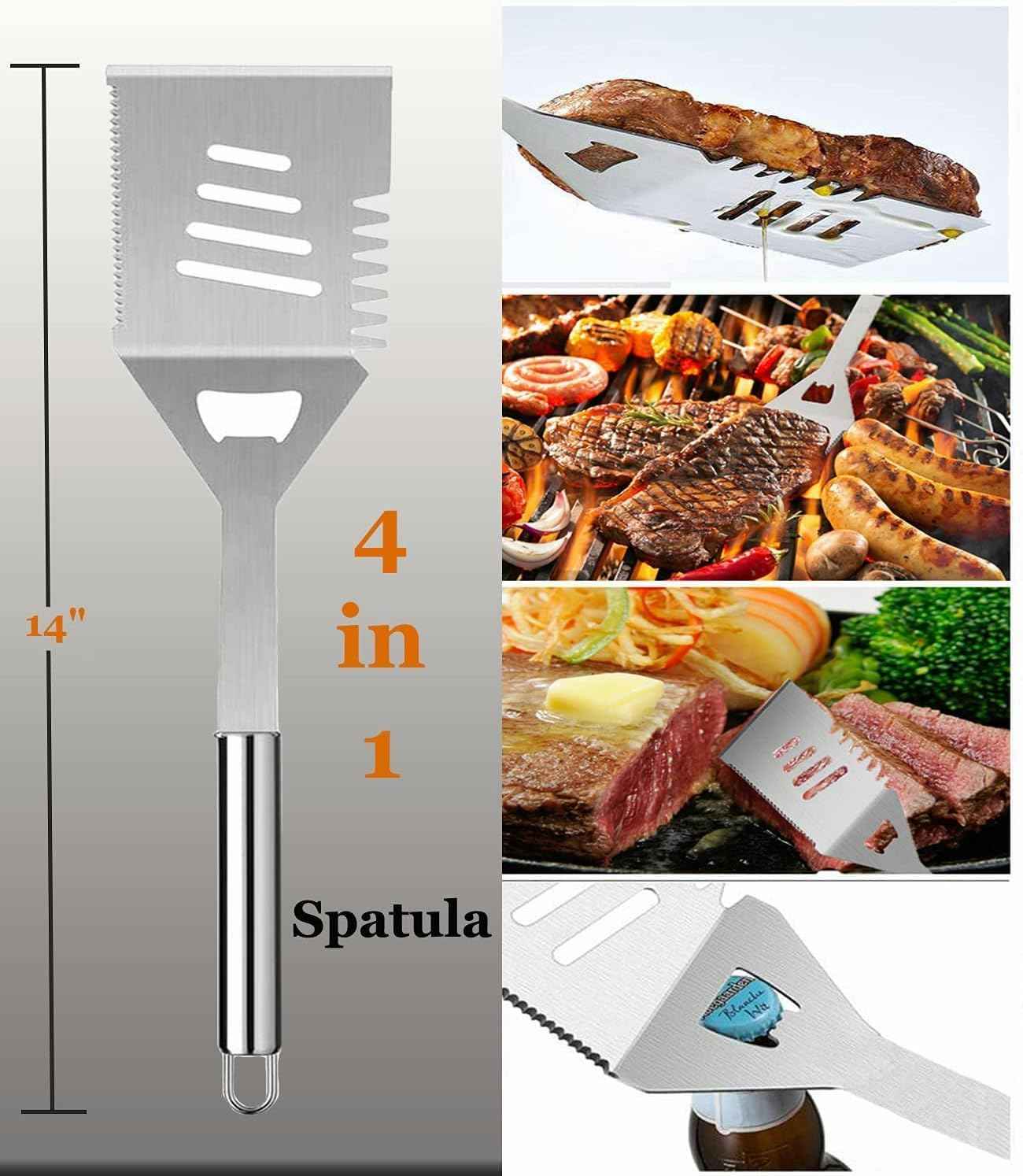 MUJUZE Grilling Accessories,BBQ Grill Sets for Outdoor,Grill Tool Set,Grill Kit for Camping,Backyard,BBQ Accessories with Apron,BBQ Gifts for Men,Grilling Gifts for Men