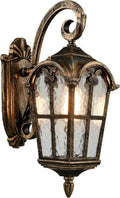 YUBOLE Outdoor Wall Lights Waterproof Wall Sconce Hammered Texture Glass | Exterior Wall Lantern for Front Porch Patio Garage Weather Resistant, Antique Brass