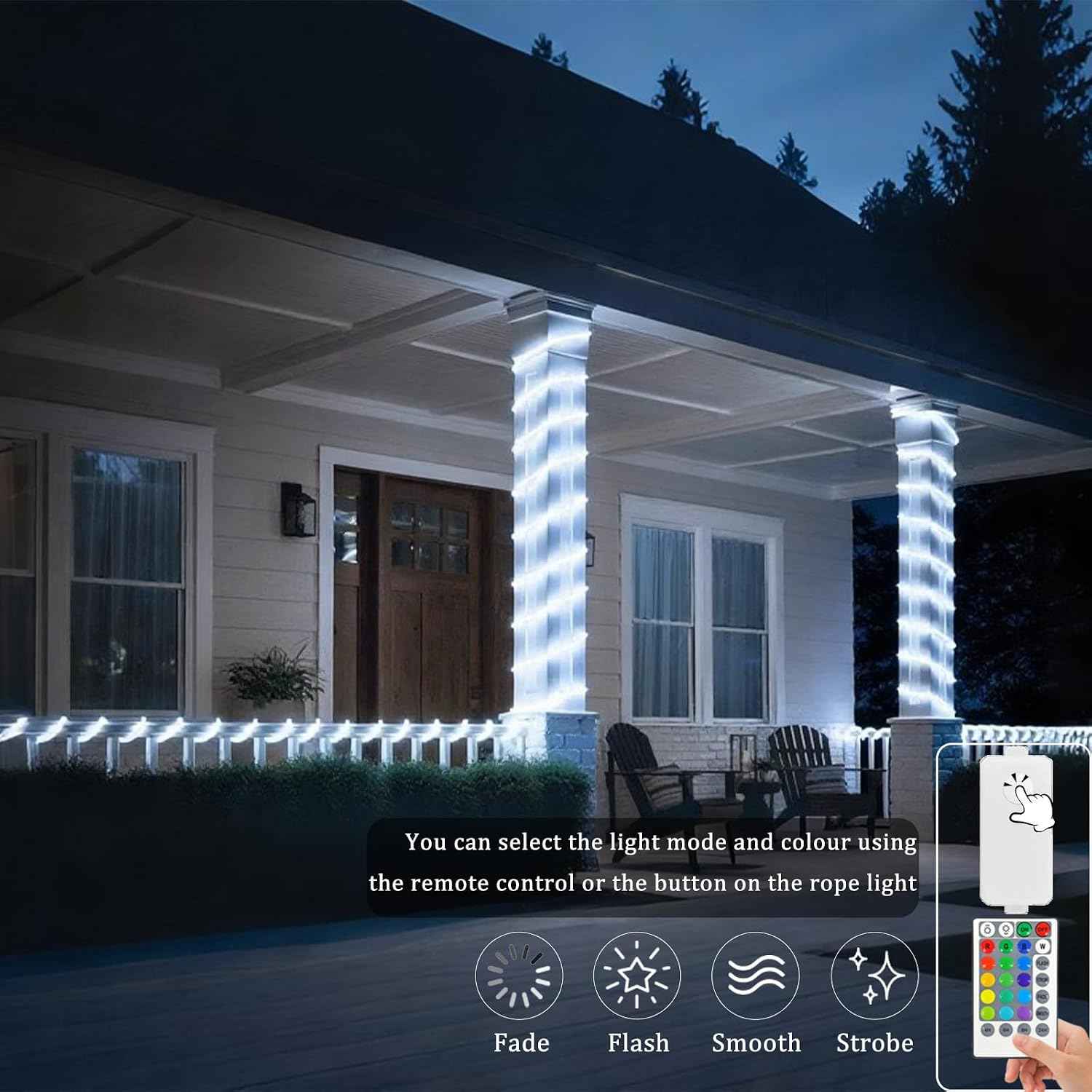 33FT 100 LED Rope Lights for Outside, 16 Colors Waterproof String Lights with Plug & Remote, Multicolor Twinkle Fairy Tube Lights for Indoor & Outside Camping Garden Patio Party Christmas Décor