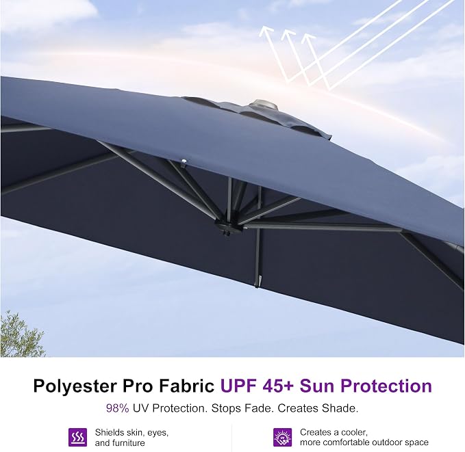 PURPLE LEAF 8 Feet Square Cantilever Umbrella Patio Umbrella - Image 6