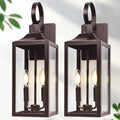 19" Large Oil Rubbed Bronze Outdoor Wall Lights, Waterproof Porch Lights | Modern Outdoor Light Fxture Farmhouse Outside Wall Lantern 2-Light, Anti-Rust Carriage Lights with Clear Glass, E12, 2-Pack