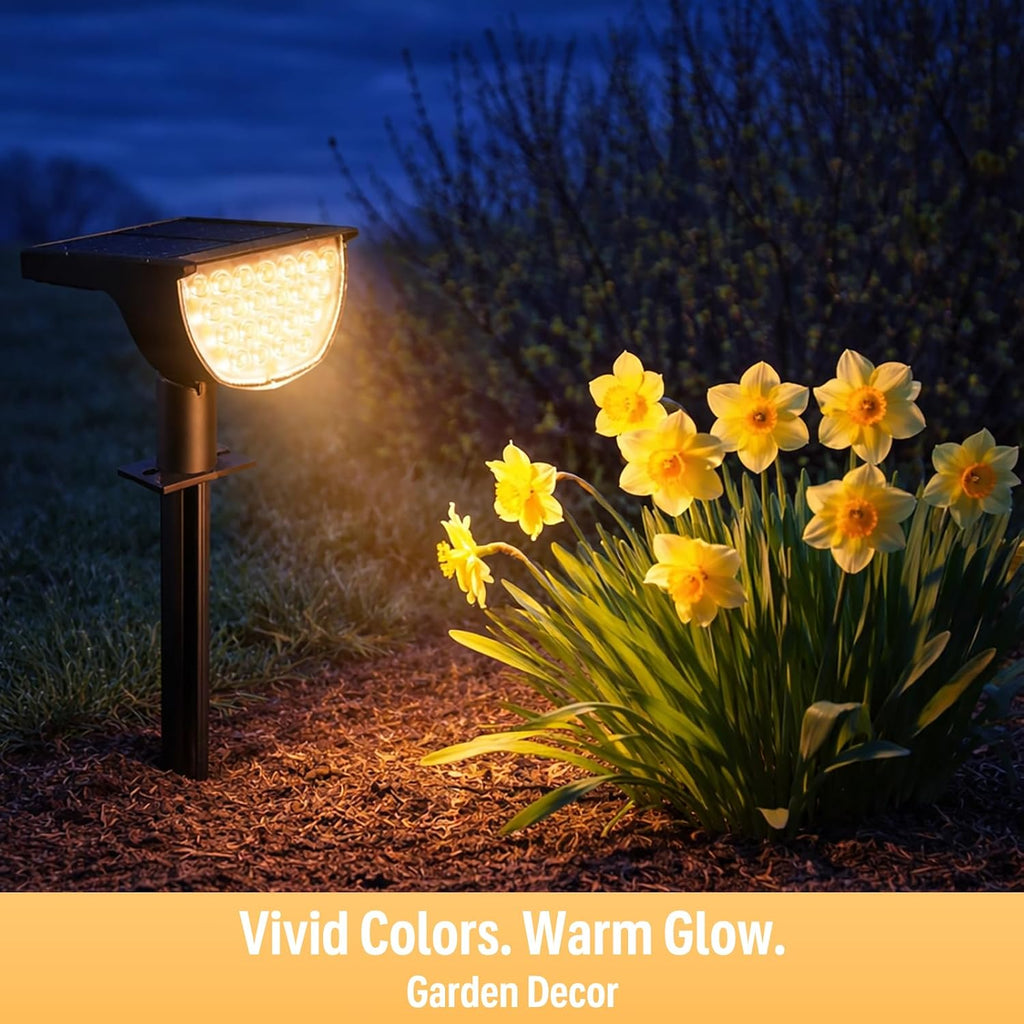 GKGG Solar Lights Outdoor Waterproof IP65, Solar Powered 76 LED 3 Lighting Modes Solar Spot Lights Outdoor for Yard Garden Landscape Pathway (Warm White, 4 Pack)