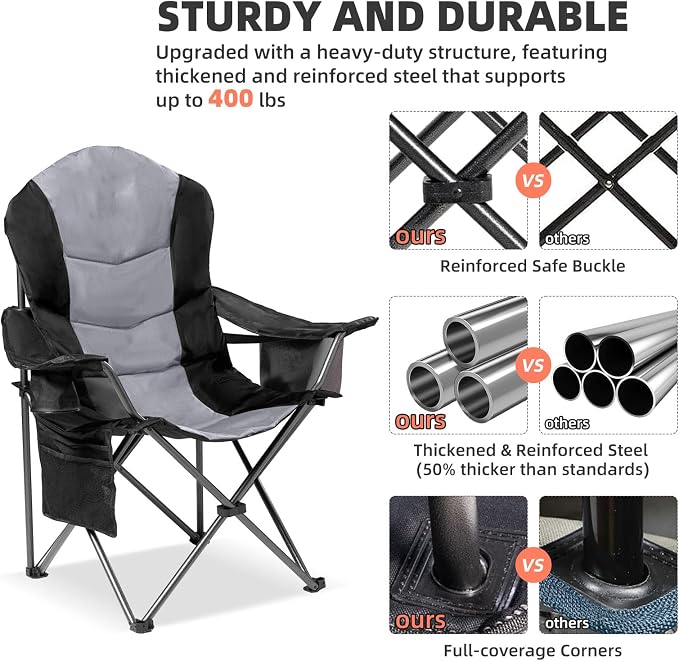 2 Pack Folding Camping Chairs for Adults - Image 8