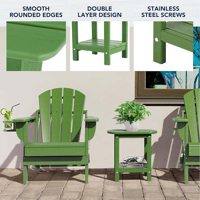 Nalone Adirondack Side Table, 16.5" Outdoor End Table, HDPE Plastic, Small - Image 4