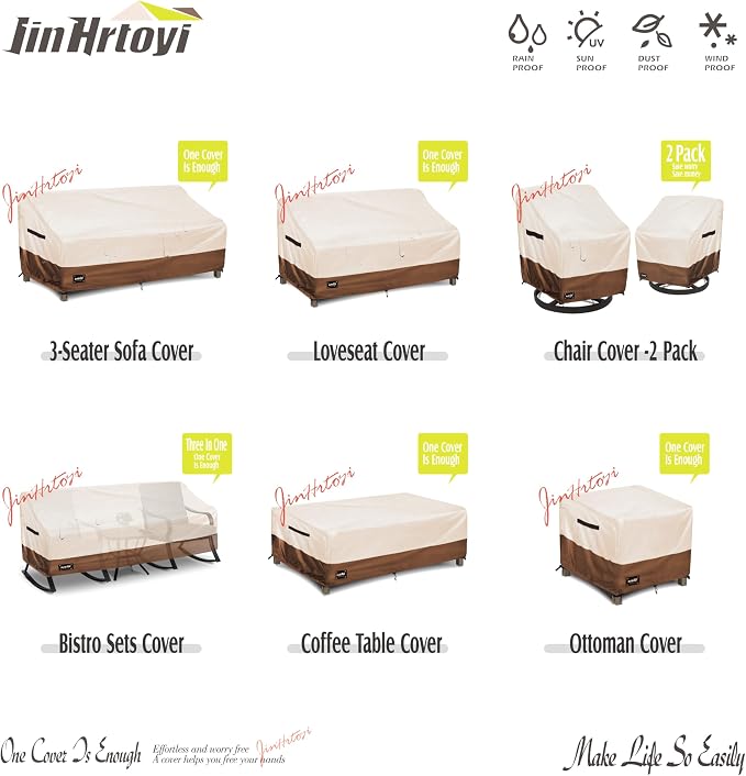JinHrtoyi 3-Seater Outdoor Couch Cover, 93Wx40Dx35H inches Outdoor Furniture - Image 9