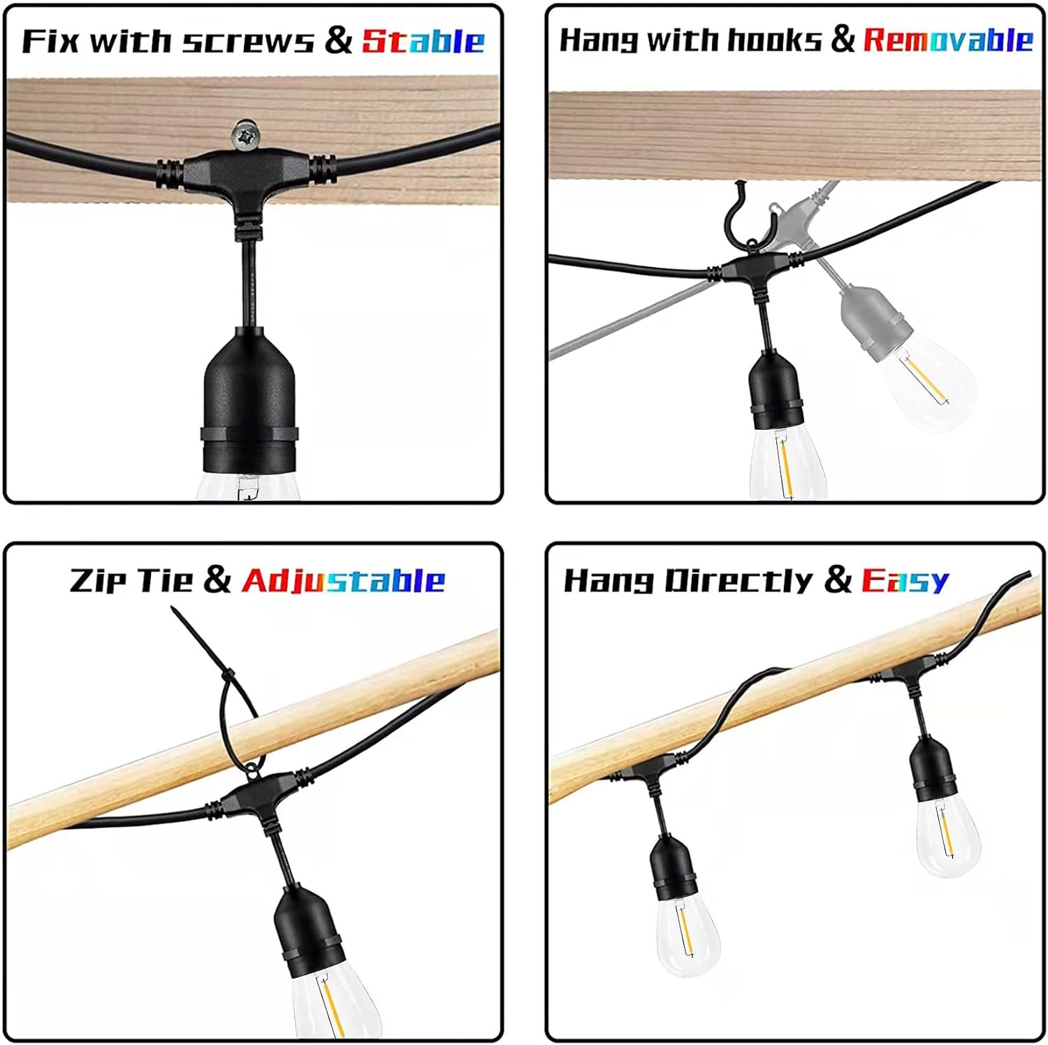 200FT String Lights for Outside LED Patio Lights Outdoor Waterproof | 63 Shatterproof Led Edison Lights,2200K Warm White Bistro Lights,Outdoor String Lights for Backyard Patio Gazebo Pergola Café