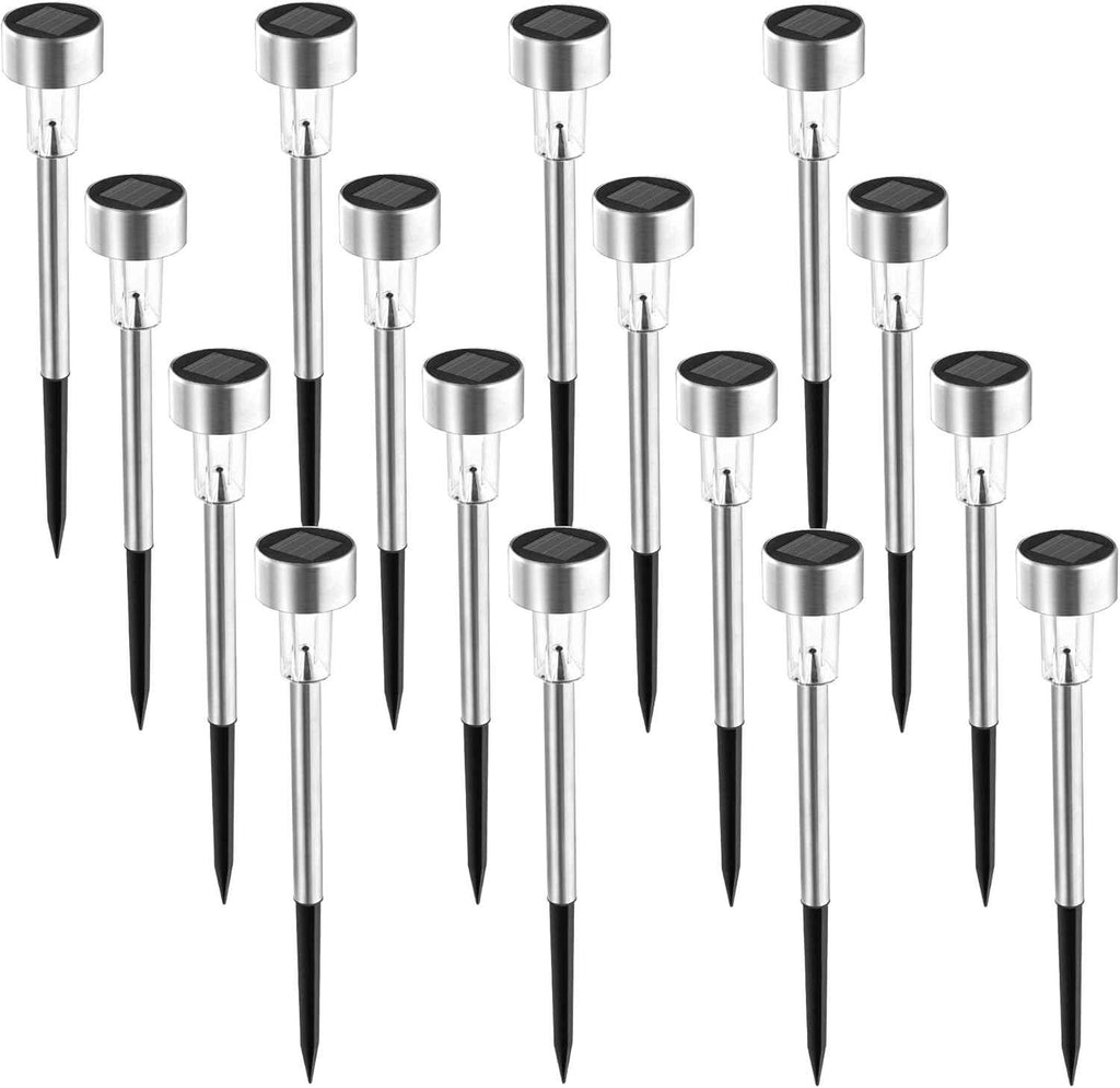 SOLPEX 16 Pack Solar Lights Outdoor, Stainless Steel Solar Pathway Lights | Solar Lights Outdoor Waterproof ,LED Landscape Lighting Walkway for Landscape/ Patio/Lawn/Yard/Driveway-Cold White