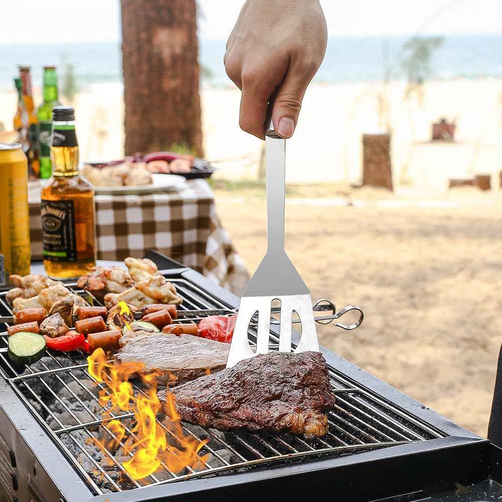 BBQ Grill Tool Set BBQ Accessories, Stainless Steel Grill Tools Grilling Accessories Grill Set Barbecue Grill Accessories for Outdoor Grill, Grill Utensils Grilling Tools Grilling Gifts for Men (3PCS)