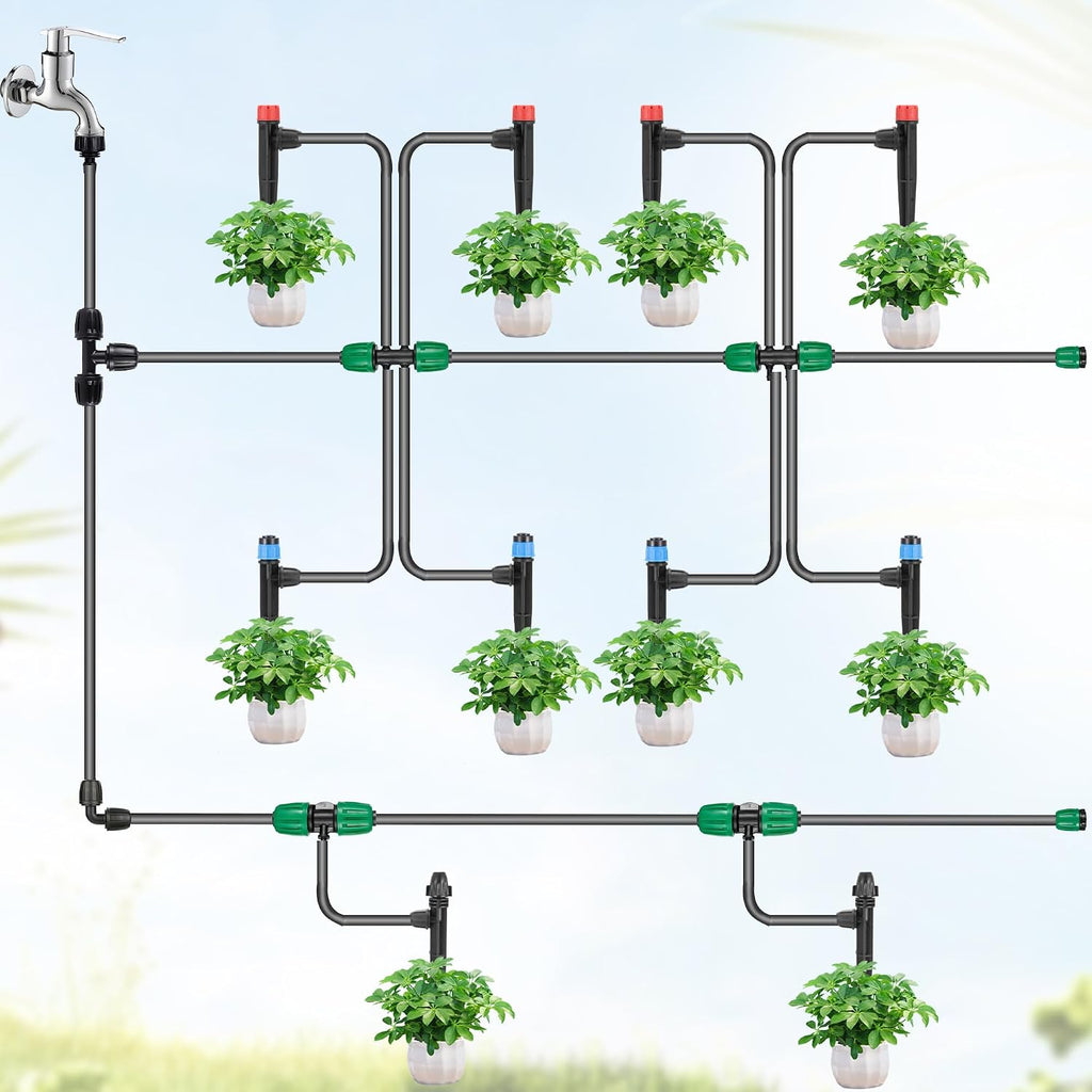 FULAIERGD60 Pcs Drip Irrigation Sprayer Emitters for 1/4" Irrigation Tubing | Adjustable Irrigation Misting Emitters Irrigation Drippers,3 Style Drip Micro Sprinkler Nozzles for Garden Water System