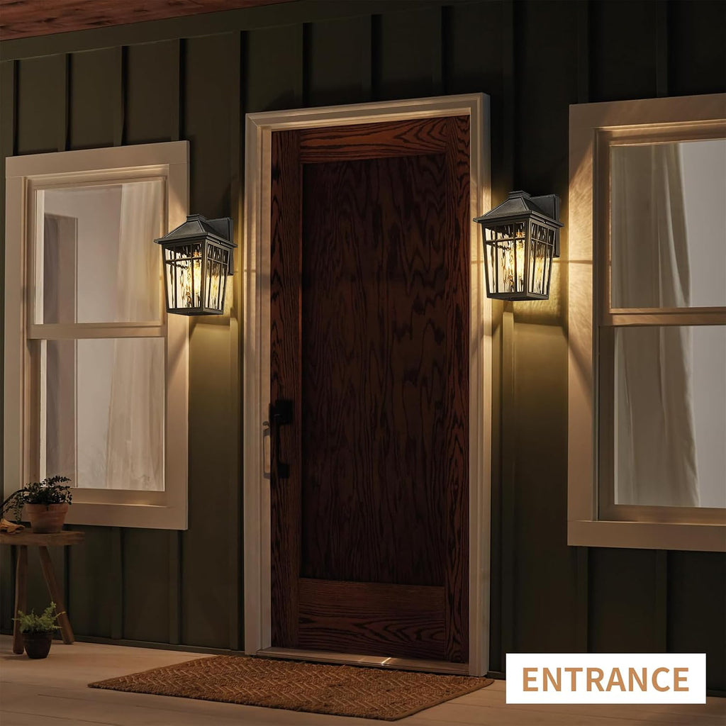 Darkaway Outdoor Wall Lights for House, Exterior Lighting Fixtures Wall Mount Porch Lights Waterproof Outdoor Sconce Lights with Water Ripple Glass for Patio Hallway Garage