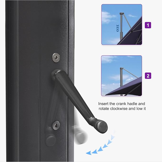 PURPLE LEAF 11.5' X 11.5' Telescopic Patio Umbrella Outdoor Cantilever Umbrella - Image 4