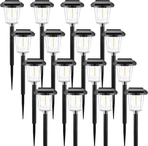 16Pack Solar Pathway Lights Outdoor, Warm White LED Waterproof Solar Lights | Garden Light Solar Powered, Long Lasting, Auto On/Off, 3000K, Stake Landscape Lighting for Outside, Walkway, Lawn, Yard Decor