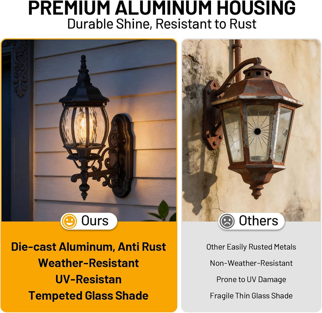Outdoor Wall Lights fixtures for House, Black Exterior Light Fixtures Wall Mount, Waterproof Front Porch Light Outdoor Sconce Lights for House Garage Patio