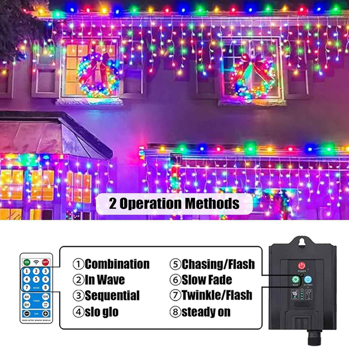 Neoclassy Upgraded Solar Christmas Lights,304LED Outdoor Christmas Decorations 8 Modes Waterproof Solar Halloween Thanksgiving Lights for Patio Yard Wedding Party House Xmas Tree Roof Decorations