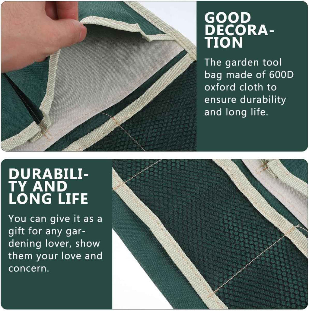 Garden Kneeler Tool Bag Stool, Foldable Garden Tool Bag Portable for Outdoor Gardening (Green)