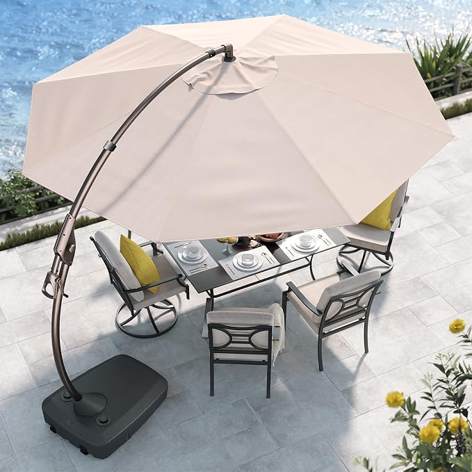 Grand patio 12FT Offset Umbrella Outdoor Round Aluminum Cantilever Umbrella by GrandPatio