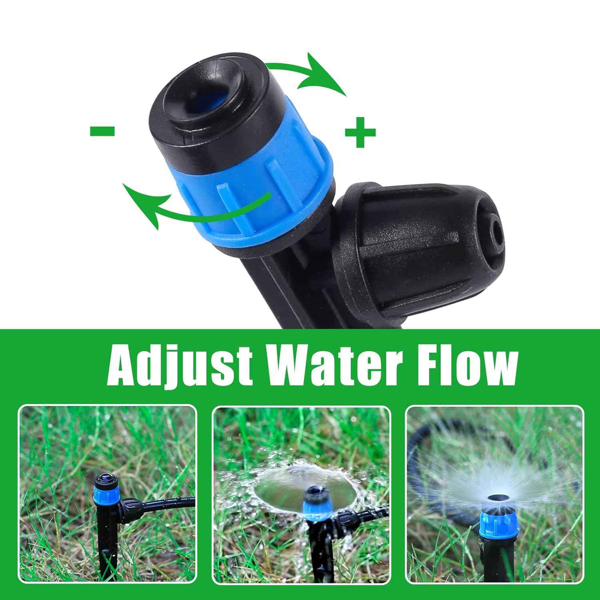 50 Pcs 360° Adjustable Drip Irrigation Spray Emitters | Drippers Sprayer for 1/4 inch Tubing, Garden Drippers Sprayer Perfect for House Garden Watering System (50pcs-Blue)
