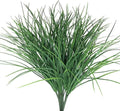 4pcs Artificial Fake Grass Plants Flowers Faux Plastic Wheat Grass Outdoor UV Resistant Greenery Shrubs Plant for Outdoor Planters Wedding Indoor Outside Hanging Home Garden Décor(4, Green)