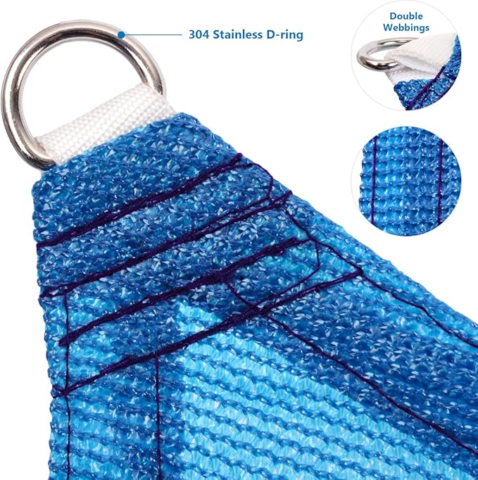 Eden's Decor Straight Flat-Edged Sun Shade Sail Rectangular 4' x 10' Blue - Image 2
