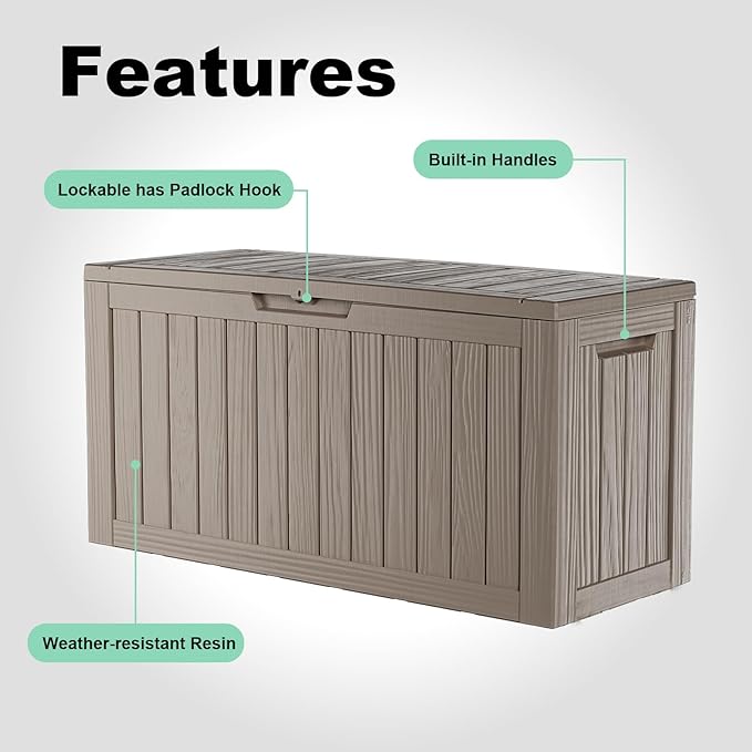 DRATO 80 Gallon Large Deck Box, Outdoor Storage Box - Image 5