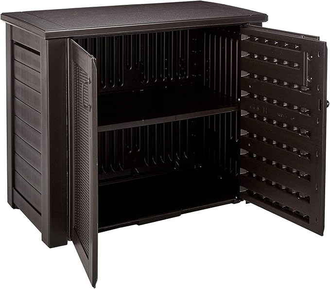 Rubbermaid Decorative Outdoor Storage Cabinet Weather Resistant Dark Brown - Image 4