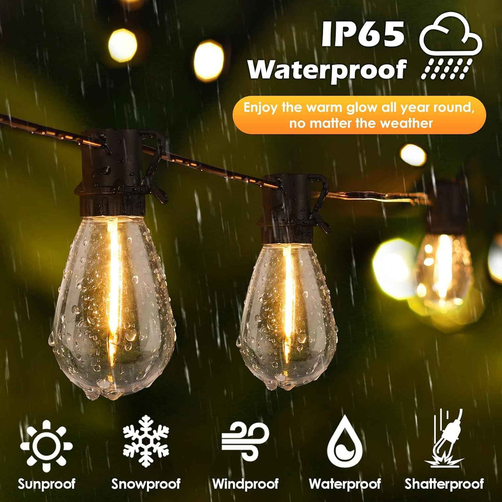 Larkvue 96FT LED Outdoor String Lights, 30+2 S14 Edison Bulbs, Black | Waterproof, Shatterproof, Connectable, Energy-saving, Plug in, Dimmable, Hanging Lamp for Backyard Patio Garden Decor