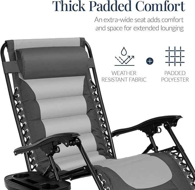 Best Choice Products Oversized Padded Zero Gravity Chair, Folding Outdoor Patio