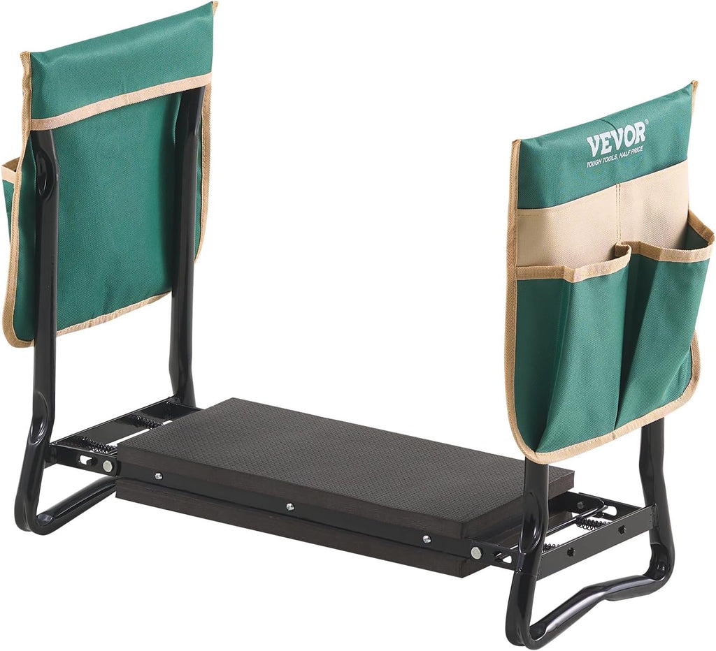 VEVOR Garden Kneeler and Seat Heavy Duty, Kneeling Bench for Gardening | Garden Stool with 8'' EVA Kneeling Pad and 2 Tool Bags, Garden Chair, Relieve Knee & Back Pain, Great Gifts for Seniors