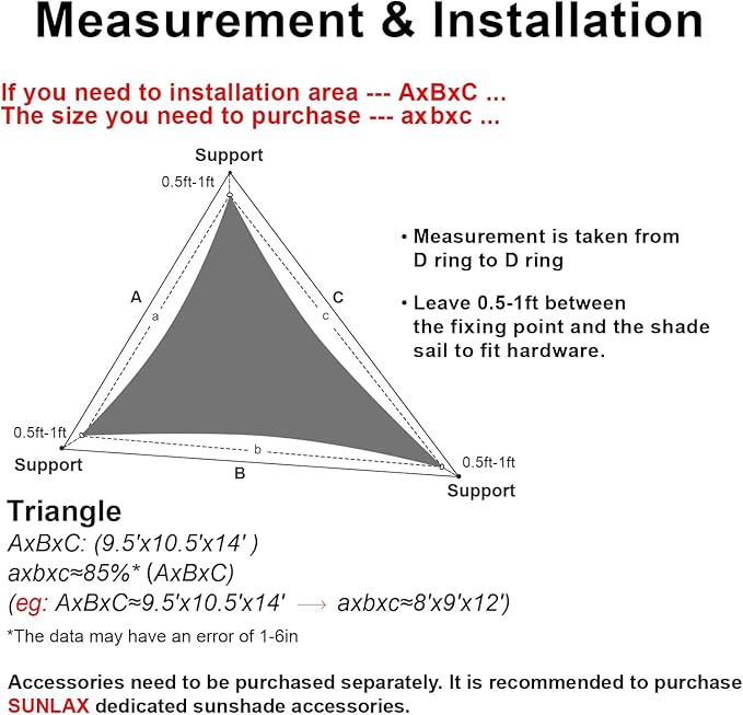 SUNLAX Sun Shade Sail 6' x 8' x 10' Silver Rectangle Canopy Sail Shade Cover UV - Image 2