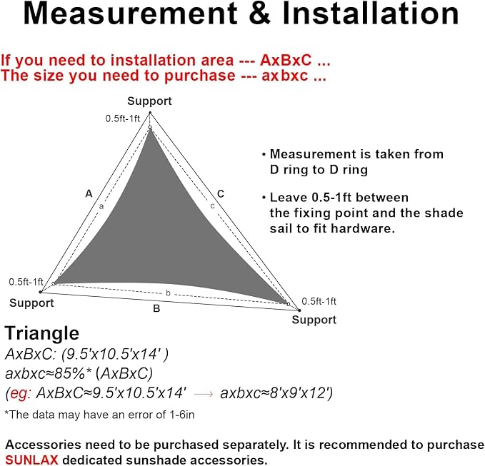 SUNLAX Sun Shade Sail 13' x 13' x 13' Silver Grey Triangle Canopy Sail Shade - Image 2