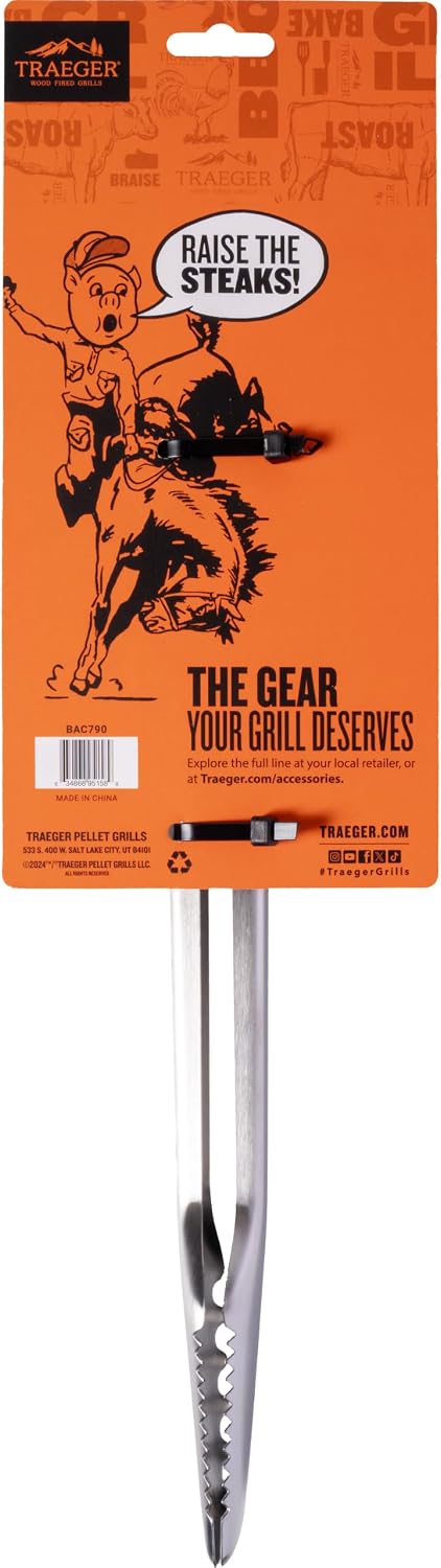 Traeger Grills BAC790 Stainless Steel BBQ Tongs Dishwasher Safe Grill Accessory