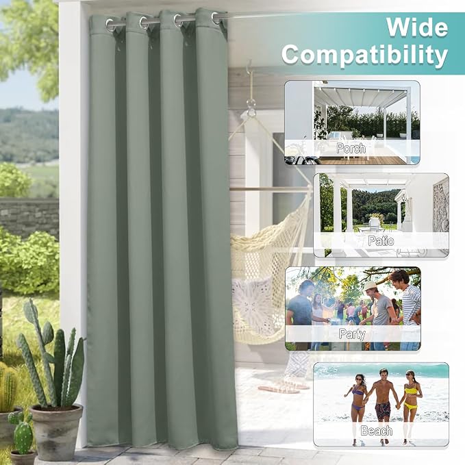 NICETOWN Outdoor Curtain for Patio Waterproof Extra Wide 100 in, Sun Blocking - Image 4
