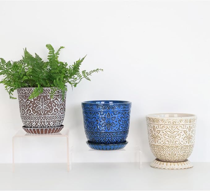 Gepege 6 Inch White Ceramic Planter, Plant Pot - Image 7