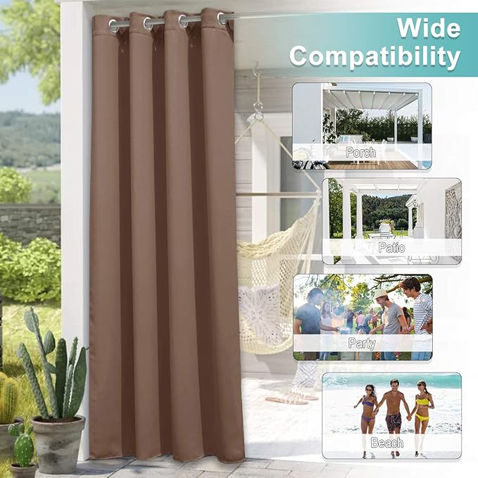 NICETOWN 2 Panels Weighted Patio Curtains Outdoor Waterproof 84 inches Long - Image 6